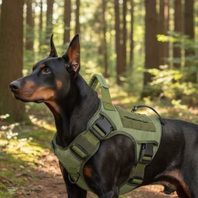 Harnais chien/vert-sur-doberman